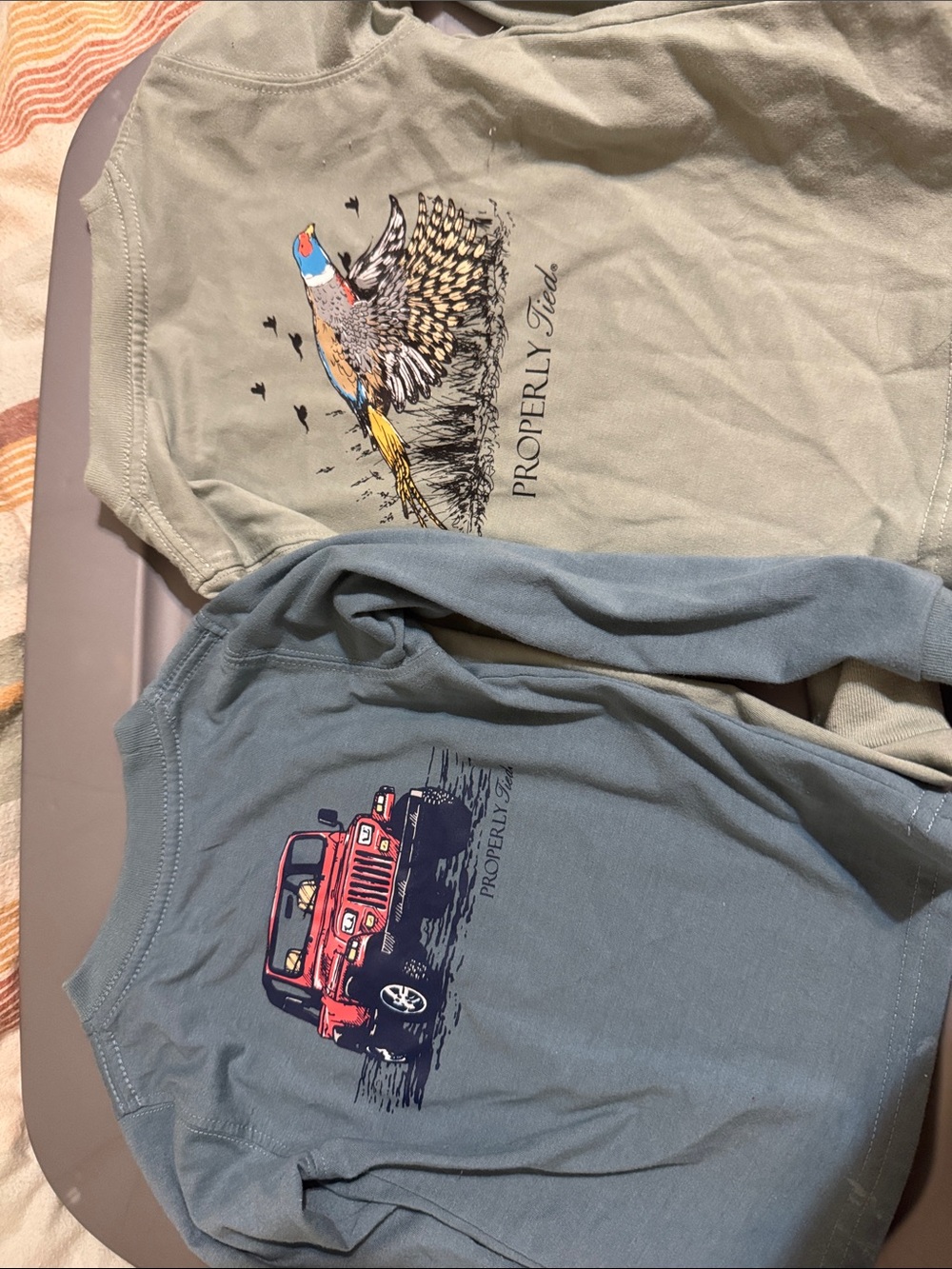 Properly Kind Kids Long Sleeve Tee - Sage Green & Dusty Blue - Picture 2 of 3